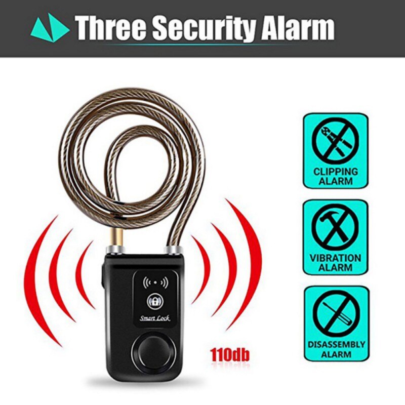 Cycling Intelligent Phone APP Control Smart Alarm Bluetooth Lock Waterproof 110dB Alarm Bicycle Lock Outdoor Anti Theft Lock