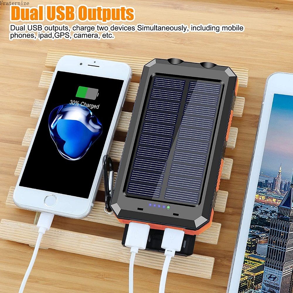 Portable Solar Power Bank 80000mAh External Battery Charging Poverbank External Battery Charger LED Light for All Smartphones