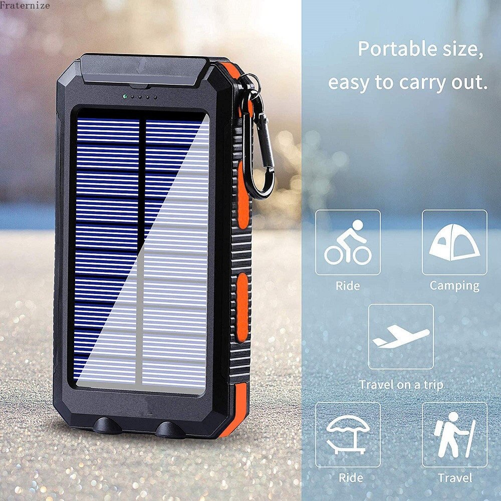 Portable Solar Power Bank 80000mAh External Battery Charging Poverbank External Battery Charger LED Light for All Smartphones